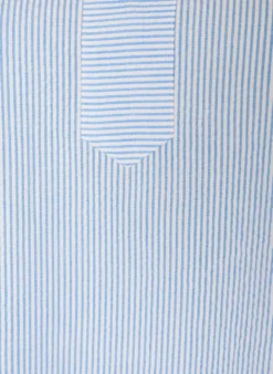 Gestreiftes Kleid aus Baumwolle mit Rüschen und A-Linien-Schnitt