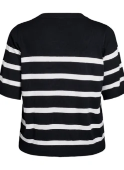 Gestreiftes Stricktop mit kurzen Ärmeln