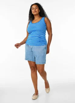 Gestreiftes Tanktop mit Rippenstruktur