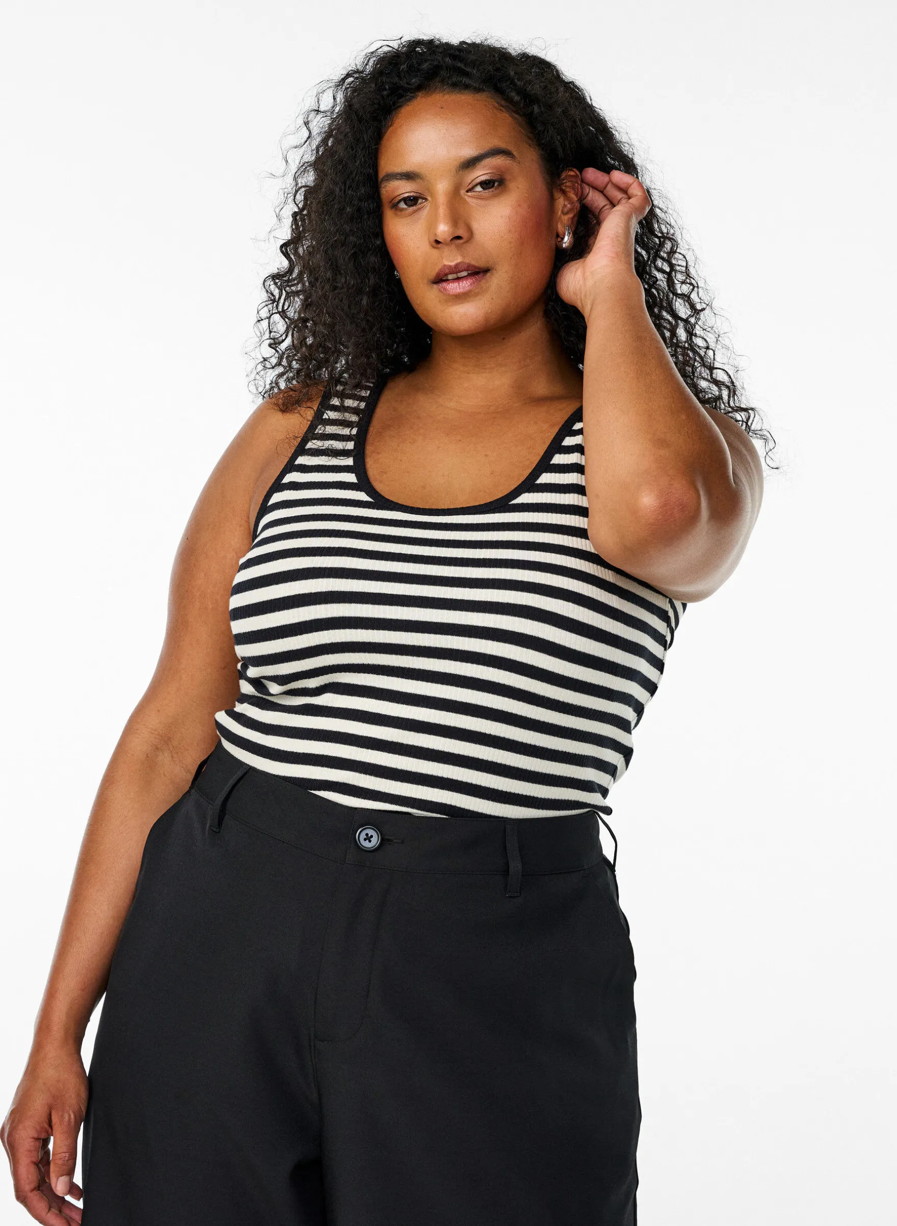 Gestreiftes Tanktop mit Rippenstruktur
