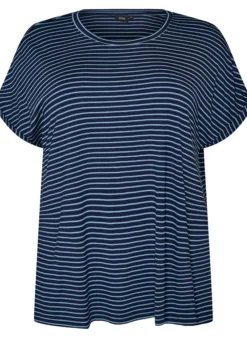 Gestreiftes T-Shirt aus Viskose mit Rundhalsausschnitt