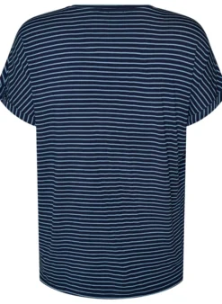 Gestreiftes T-Shirt aus Viskose mit Rundhalsausschnitt