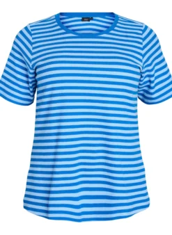 Gestreiftes T-Shirt mit gerippter Struktur