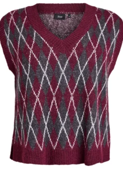 Gestrickte Weste mit V-Ausschnitt und Argyle-Muster