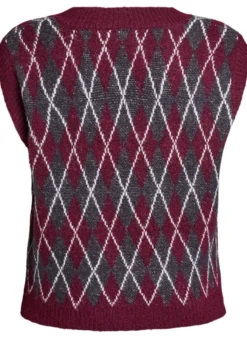 Gestrickte Weste mit V-Ausschnitt und Argyle-Muster