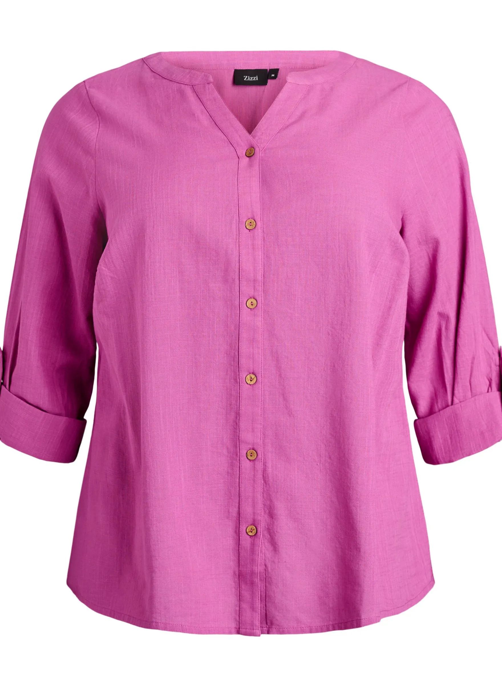 Hemdbluse aus Baumwolle mit V-Ausschnitt
