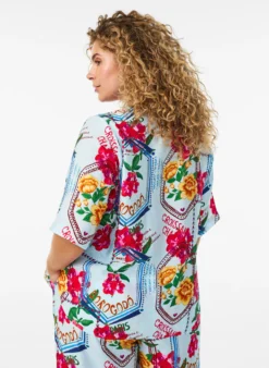 Hemdbluse mit 1/2 Ärmeln und farbenfrohem Print