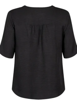 Hemdbluse mit V-Ausschnitt und kurzen Ärmeln