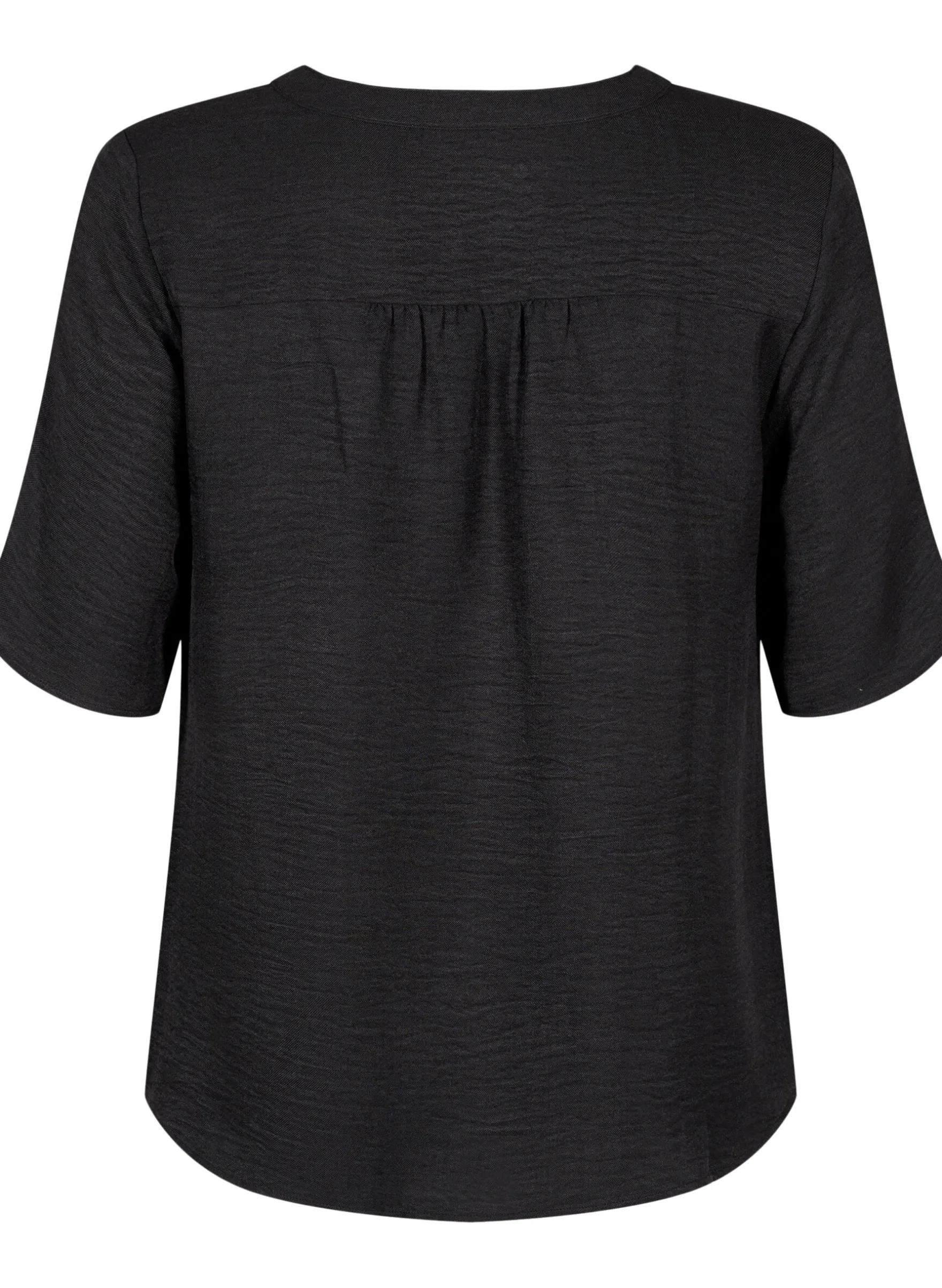 Hemdbluse mit V-Ausschnitt und kurzen Ärmeln