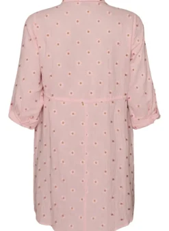 Hemdblusenkleid aus Baumwoll-Musselin mit bestickten Motiven
