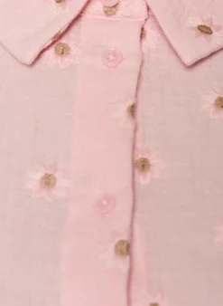 Hemdblusenkleid aus Baumwoll-Musselin mit bestickten Motiven