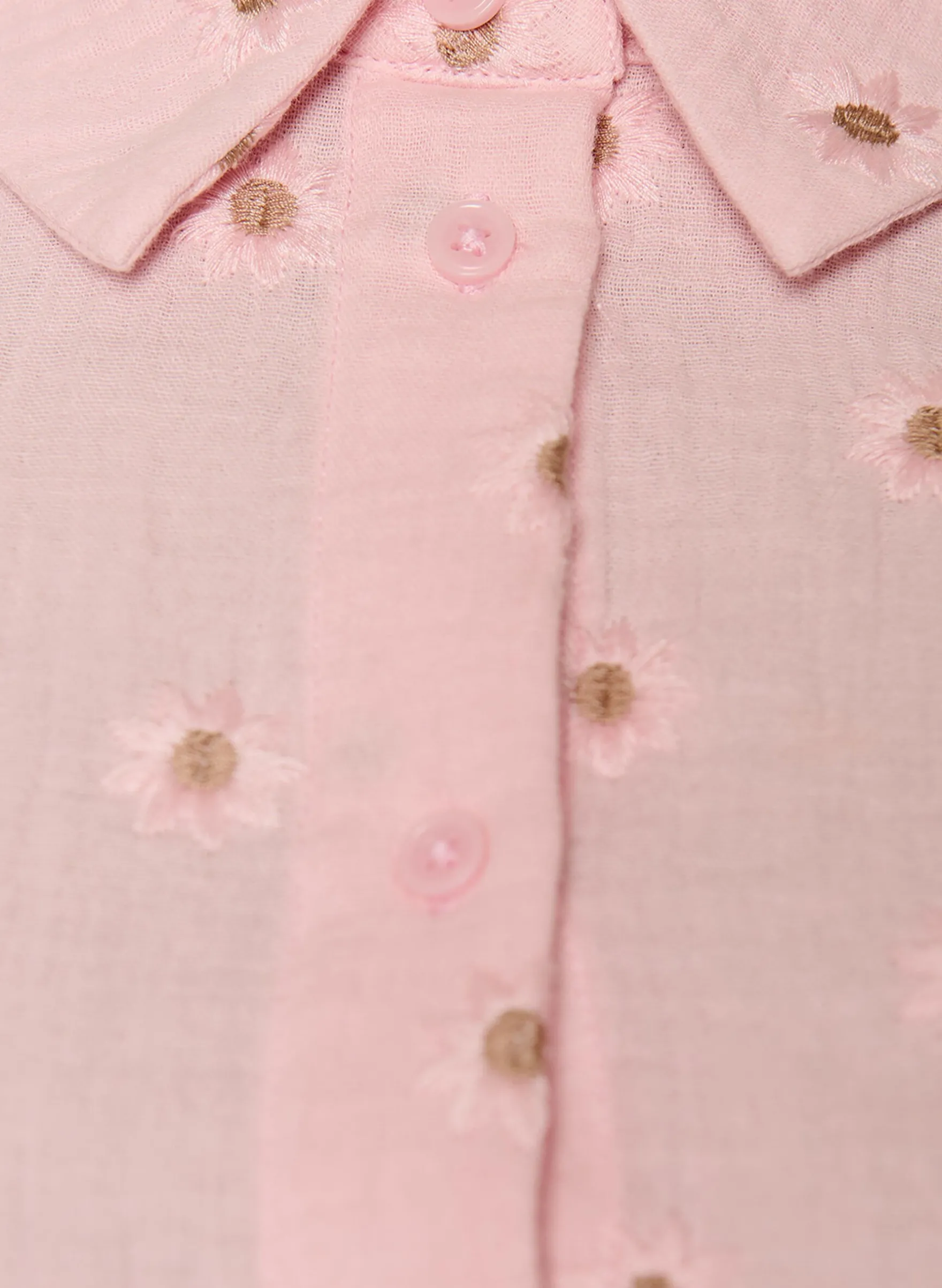 Hemdblusenkleid aus Baumwoll-Musselin mit bestickten Motiven