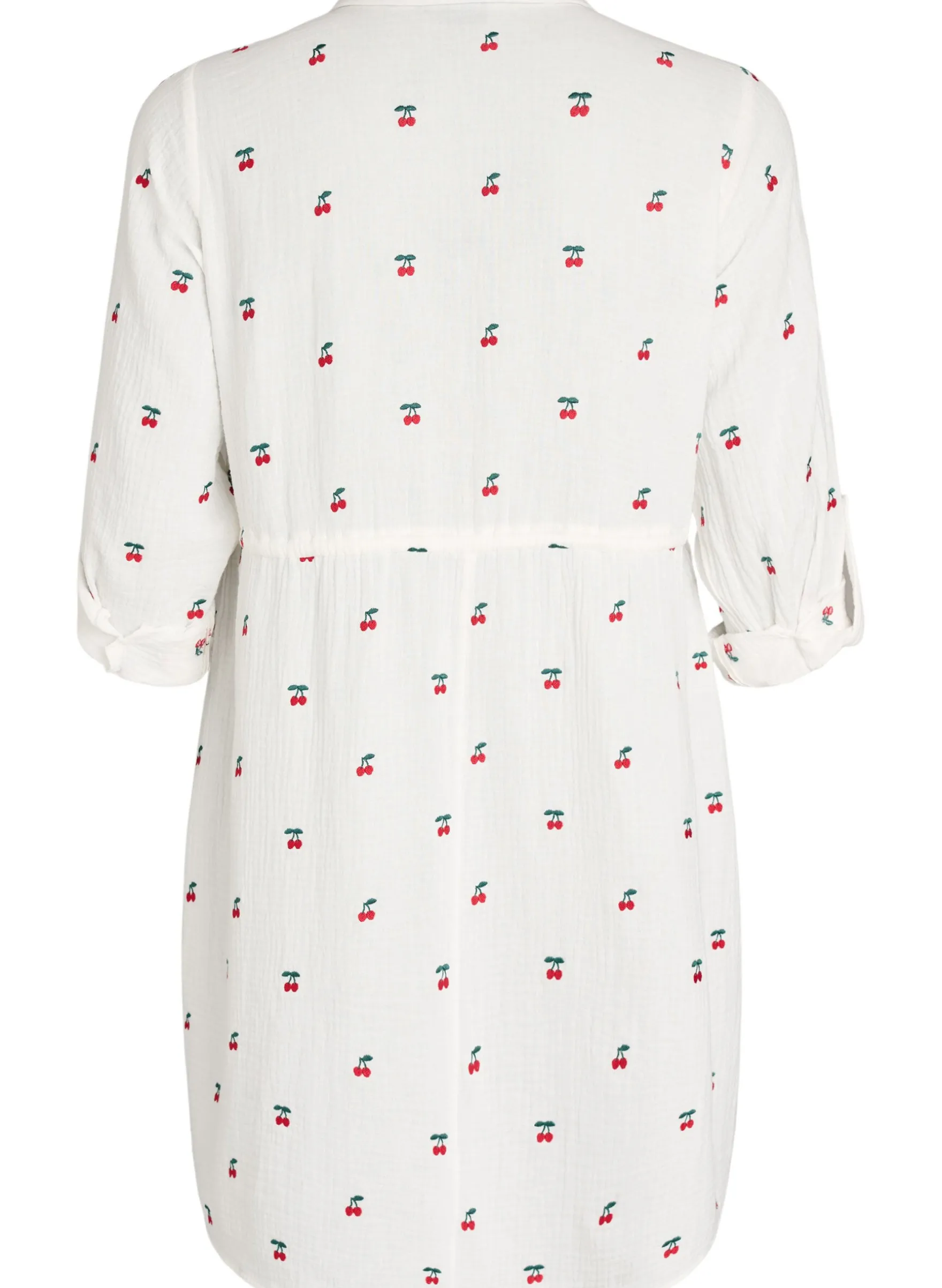 Hemdblusenkleid aus Baumwoll-Musselin mit bestickten Motiven