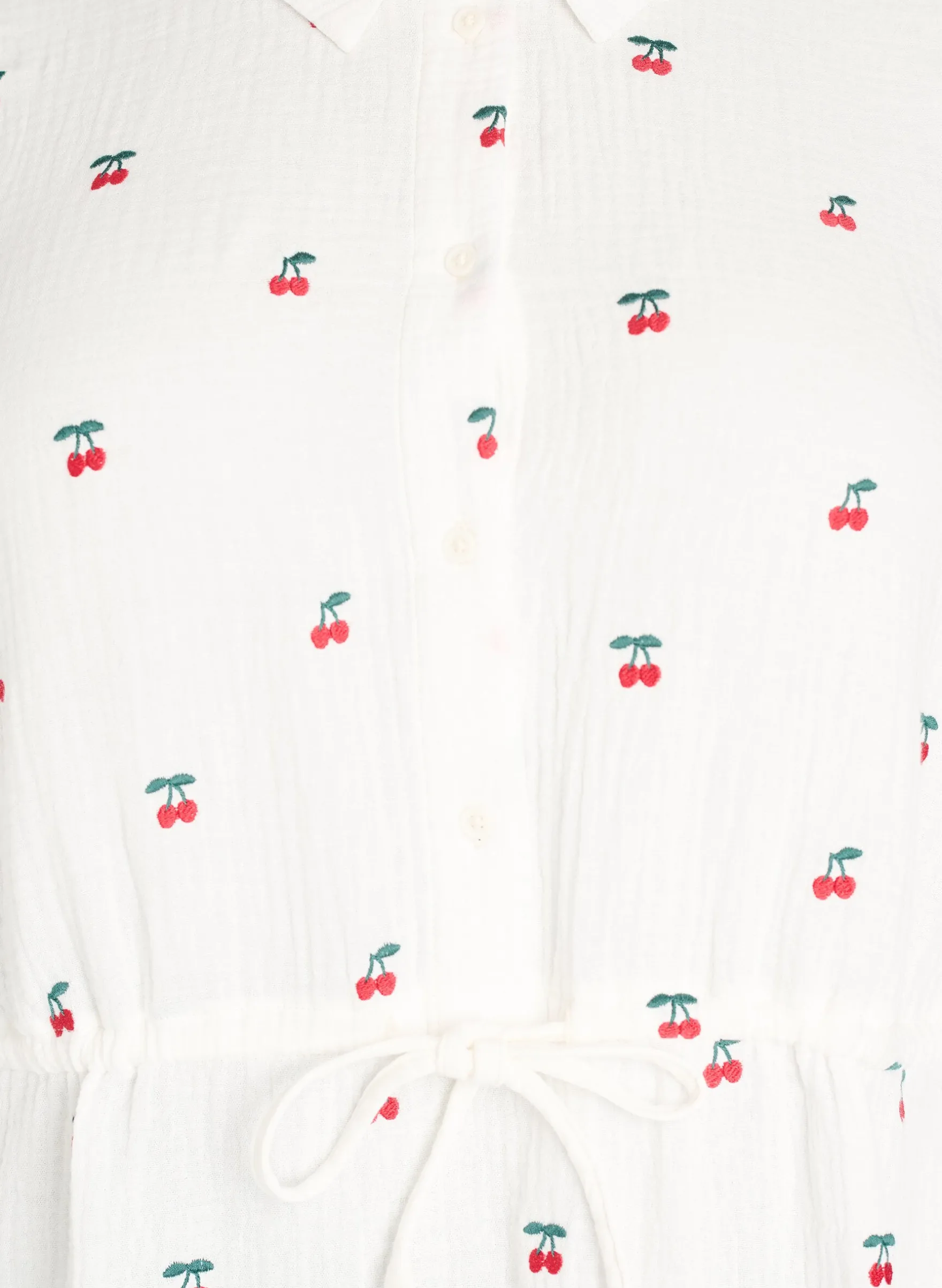 Hemdblusenkleid aus Baumwoll-Musselin mit bestickten Motiven