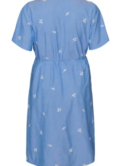 Hemdblusenkleid aus Baumwolle mit gestickten Blumen