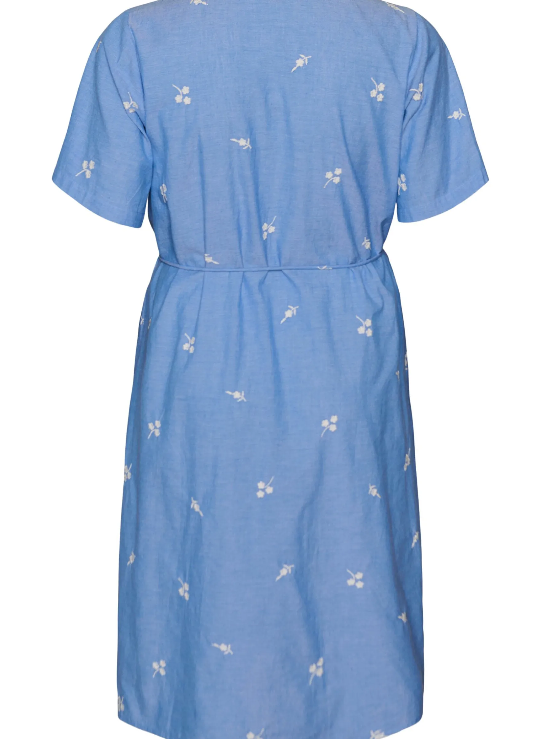 Hemdblusenkleid aus Baumwolle mit gestickten Blumen