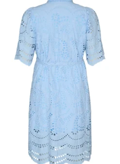Hemdblusenkleid aus Broderie Anglaise mit Bindegürtel