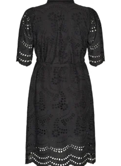 Hemdblusenkleid aus Broderie Anglaise mit Bindegürtel