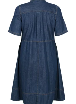 Hemdkleid aus Denim mit kurzen Ärmeln