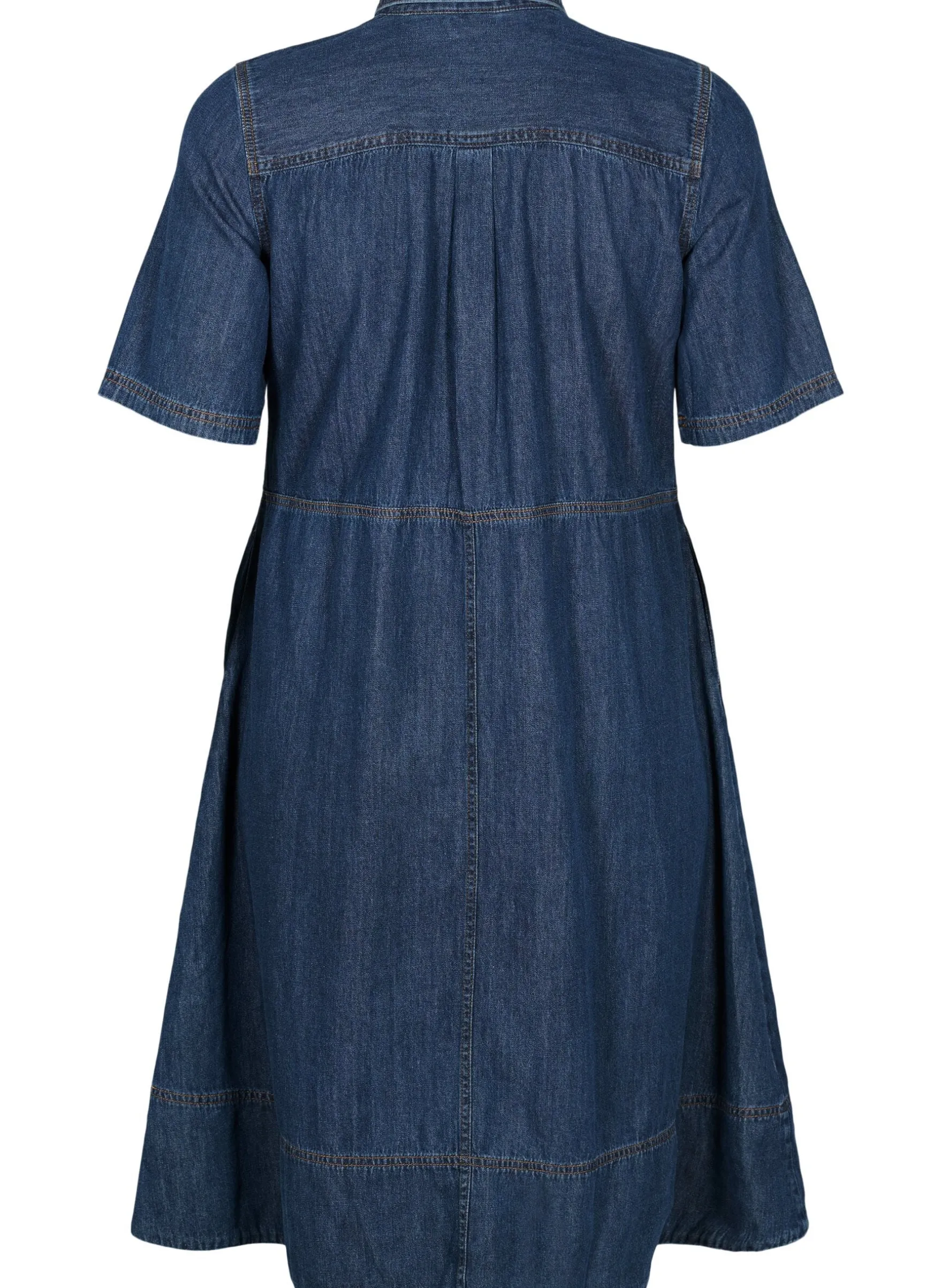 Hemdkleid aus Denim mit kurzen Ärmeln
