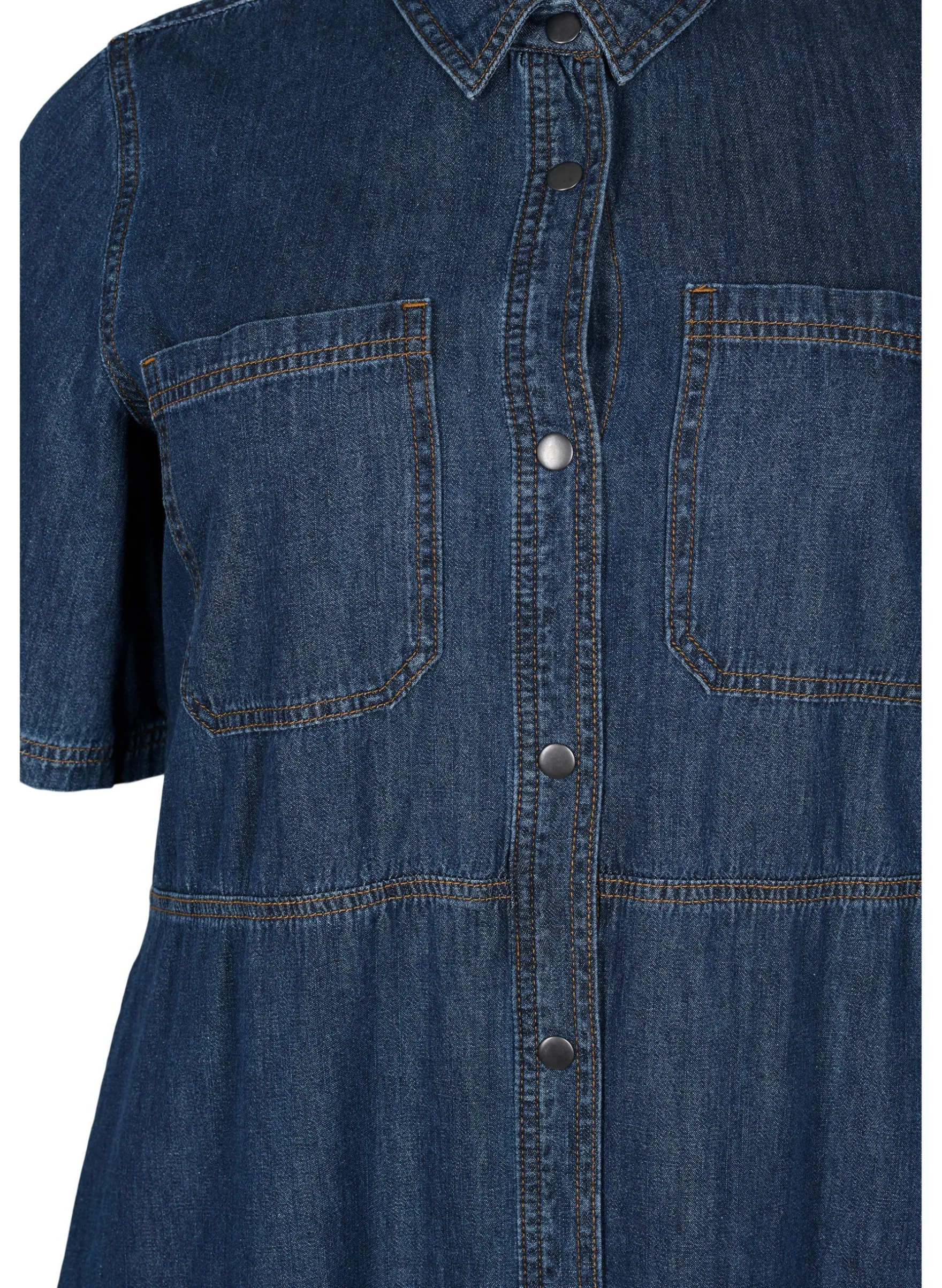 Hemdkleid aus Denim mit kurzen Ärmeln