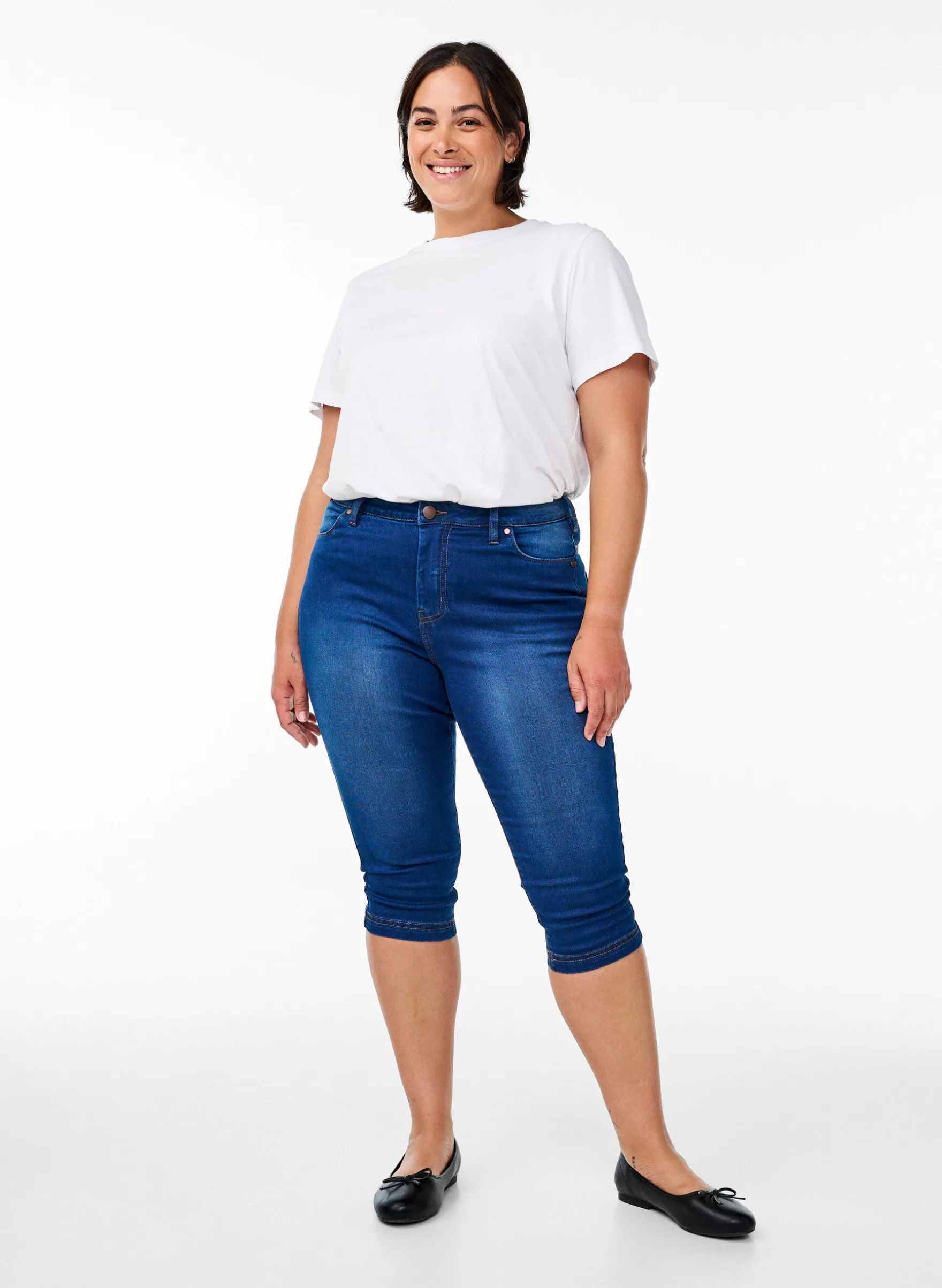 Hoch taillierte Amy Capri Jeans mit Super Slim Fit