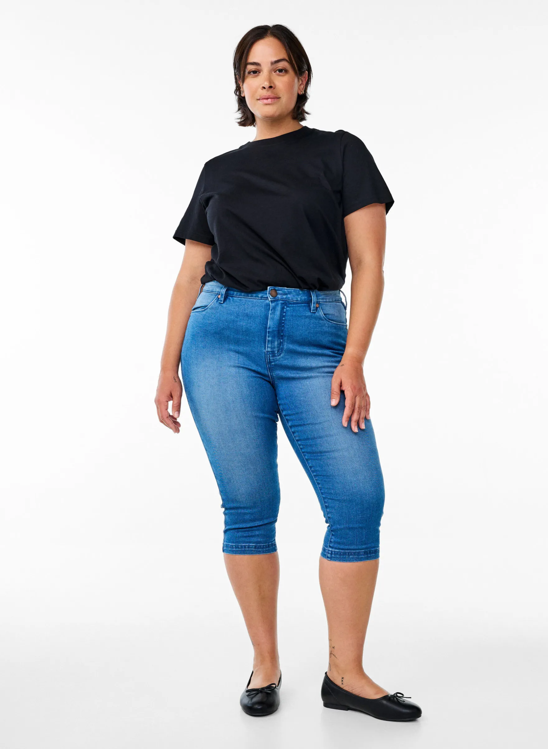 Hoch taillierte Amy Capri Jeans mit Super Slim Fit