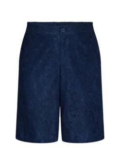 Hoch taillierte Bermudashorts aus Spitze