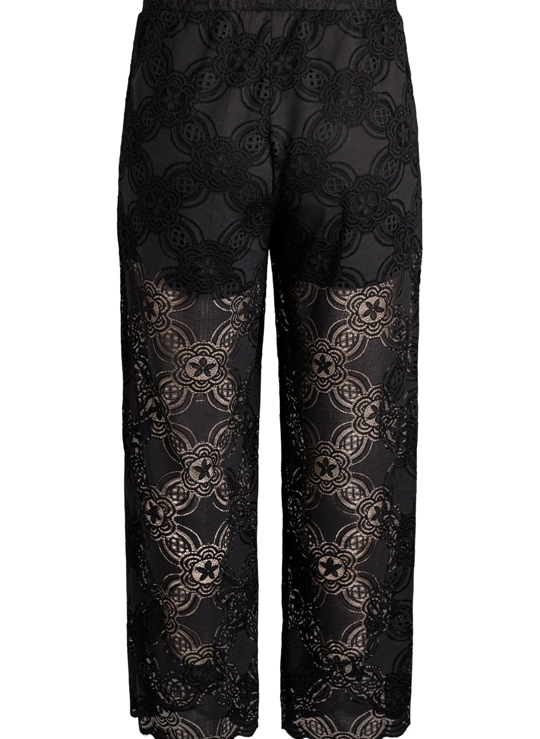 Hoch taillierte Hose aus Spitze mit weitem Beinen