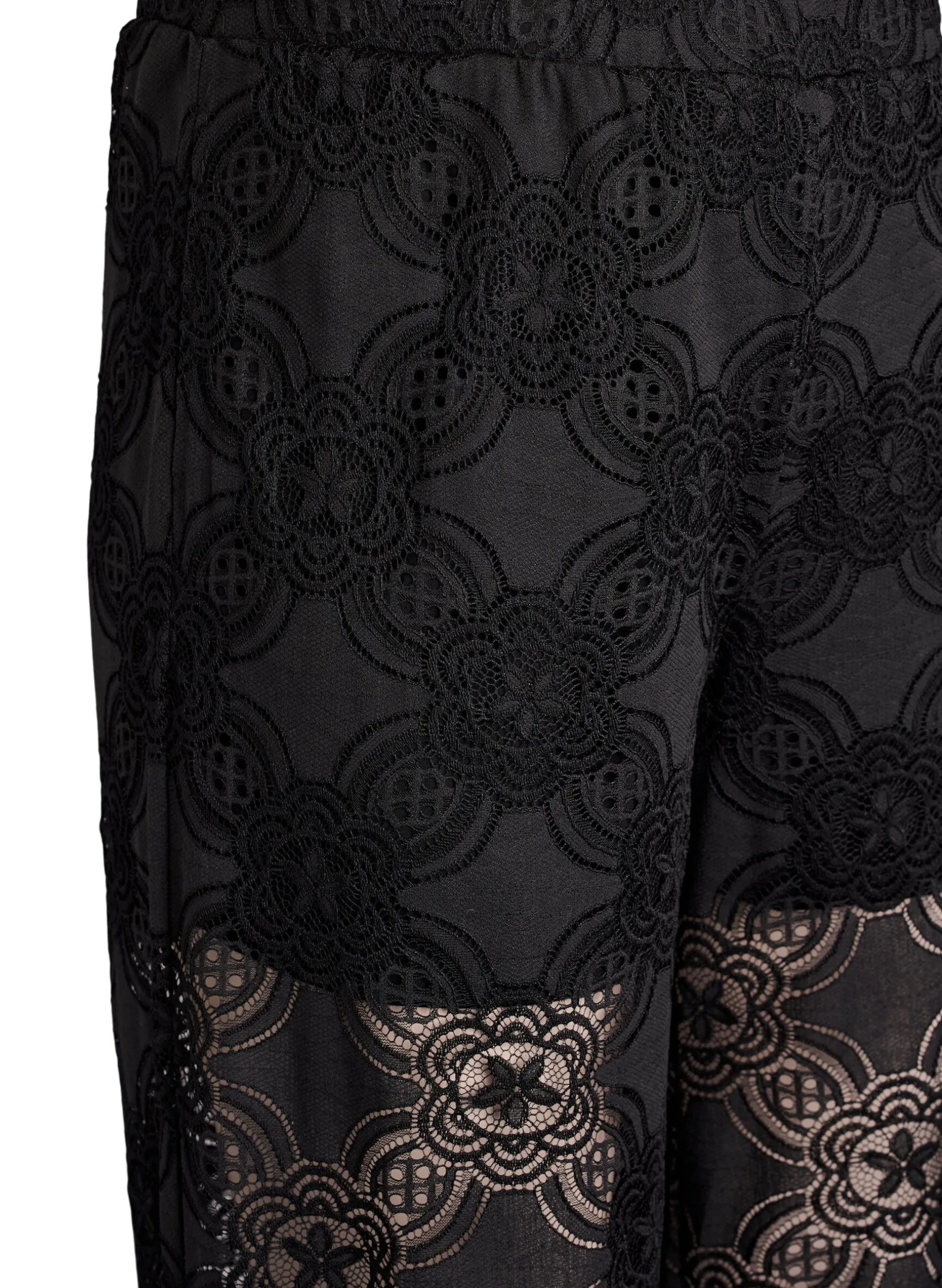 Hoch taillierte Hose aus Spitze mit weitem Beinen