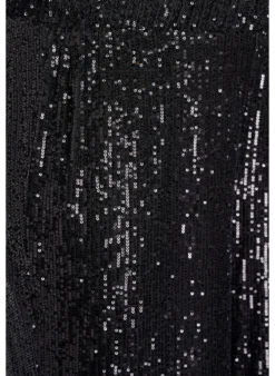 Hoch taillierte Paillettenhose mit weiten Beinen