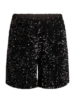 Hoch taillierte Shorts mit Pailletten