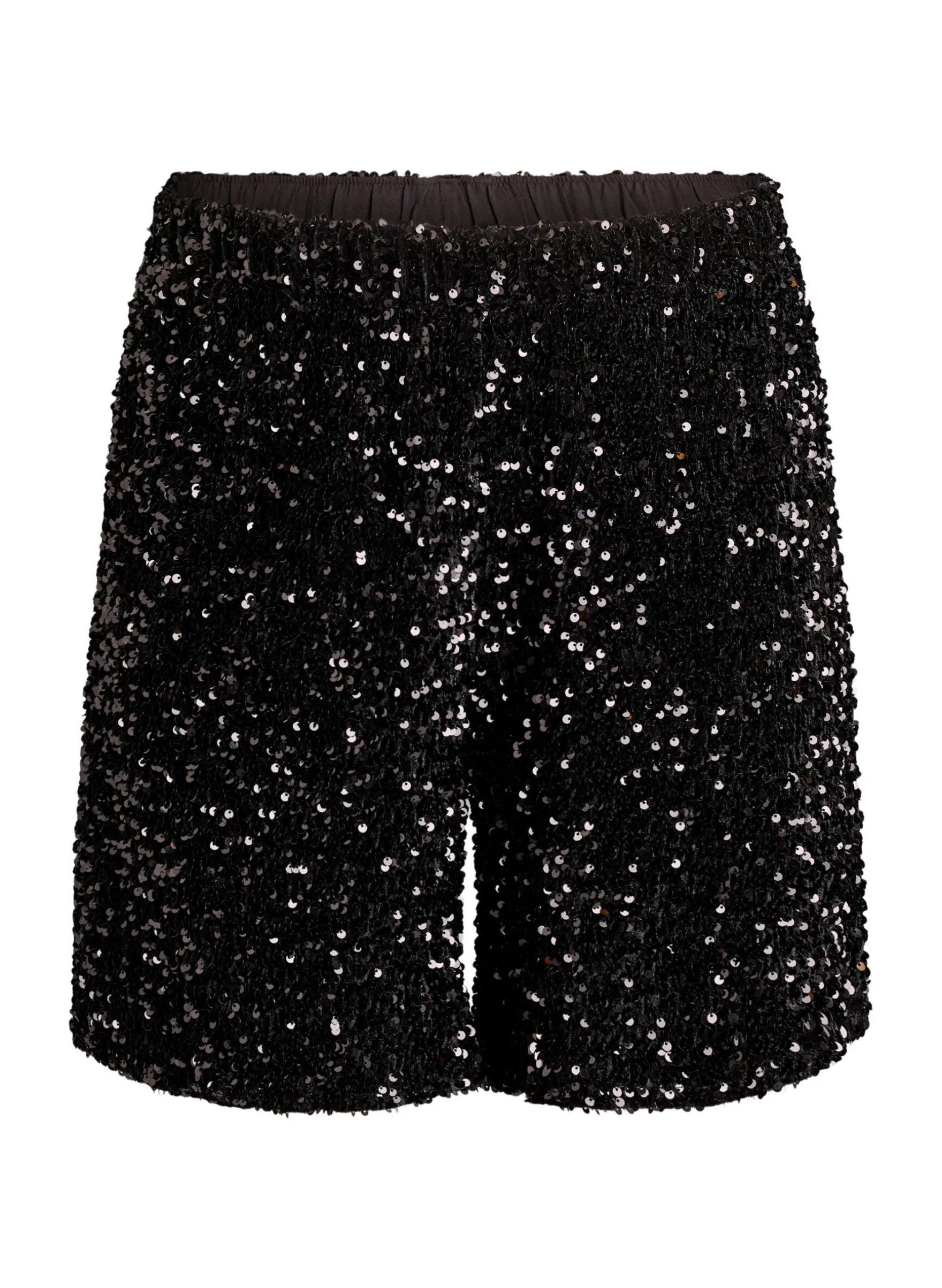 Hoch taillierte Shorts mit Pailletten
