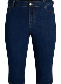 Hoch taillierte Slim Fit Caprihose aus Stretch-Denim
