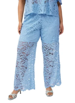 Hoch taillierte Spitzenhose mit geraden Beinen