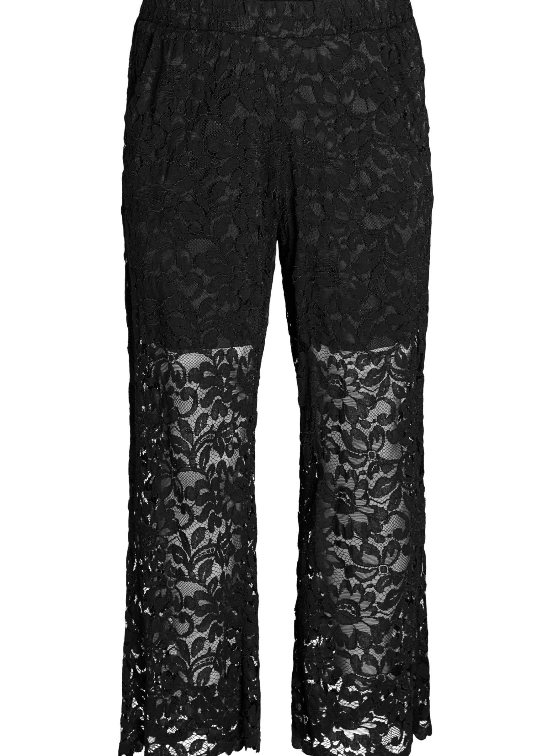 Hoch taillierte Spitzenhose mit geraden Beinen