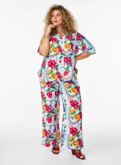 Hose mit geradem Bein in farbenfrohem Print