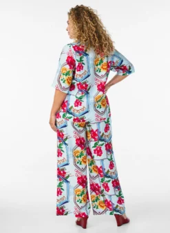 Hose mit geradem Bein in farbenfrohem Print