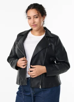 Imitierte Leder Biker Jacke