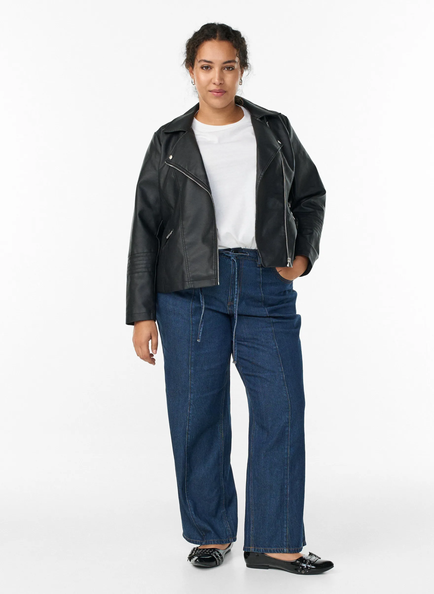 Imitierte Leder Biker Jacke