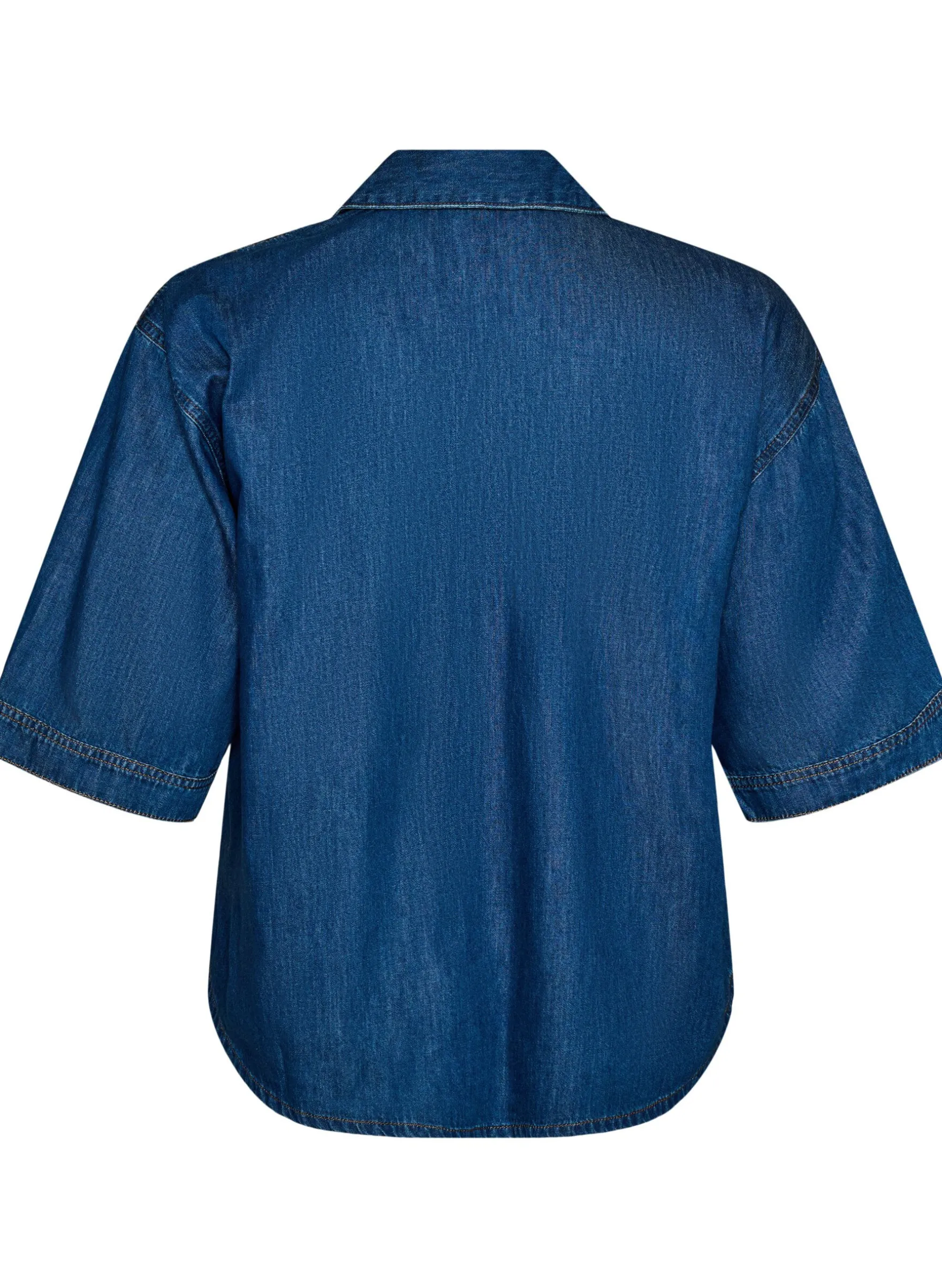 Jeansbluse mit Brusttasche und ellenbogenlangen Ärmeln