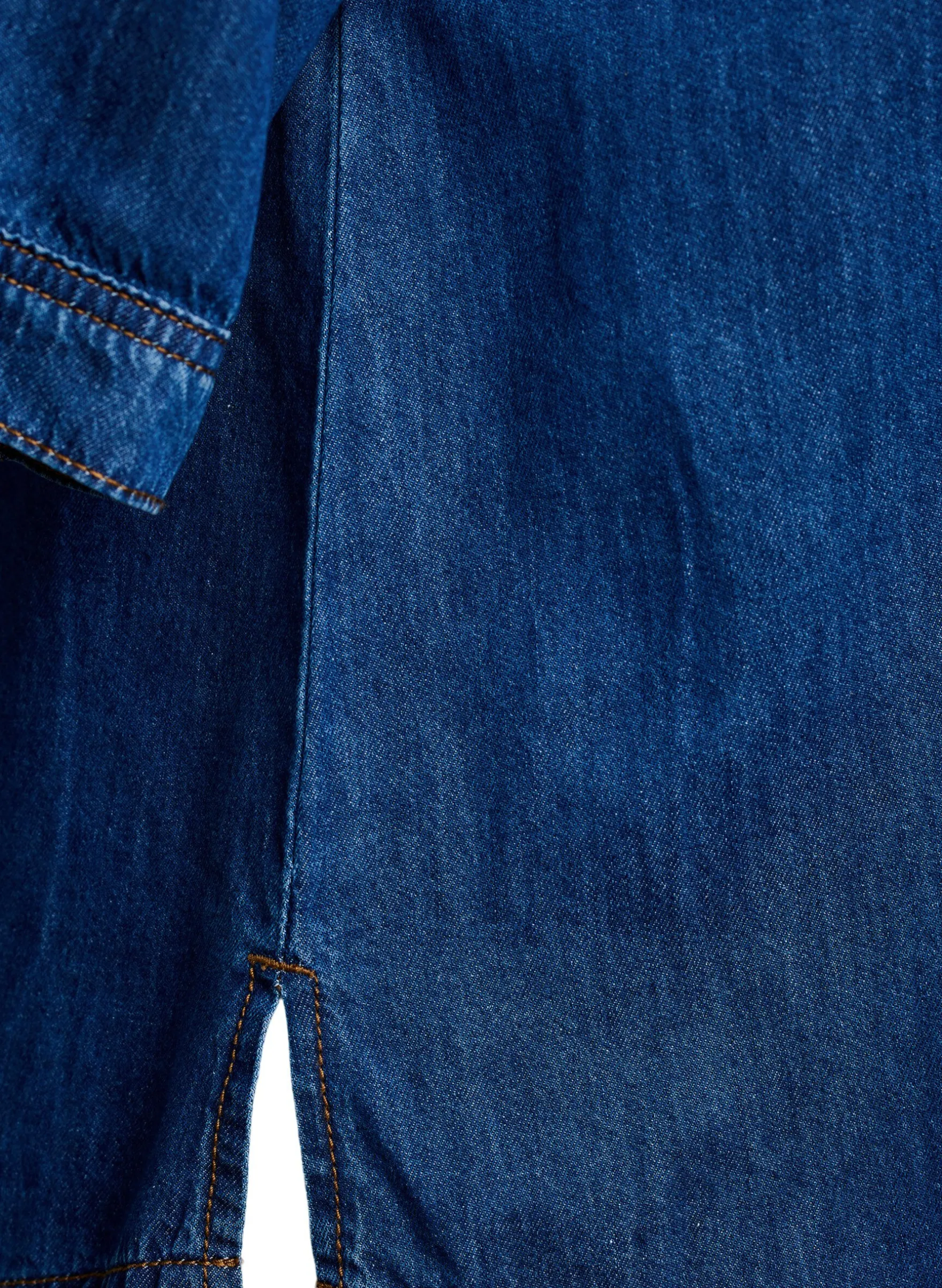 Jeansbluse mit Brusttasche und ellenbogenlangen Ärmeln