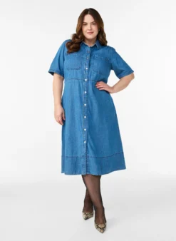 Jeanshemdkleid mit kurzen Ärmeln