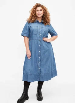 Jeanshemdkleid mit kurzen Ärmeln