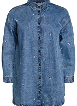 Jeanshemd mit bestickten Motiven