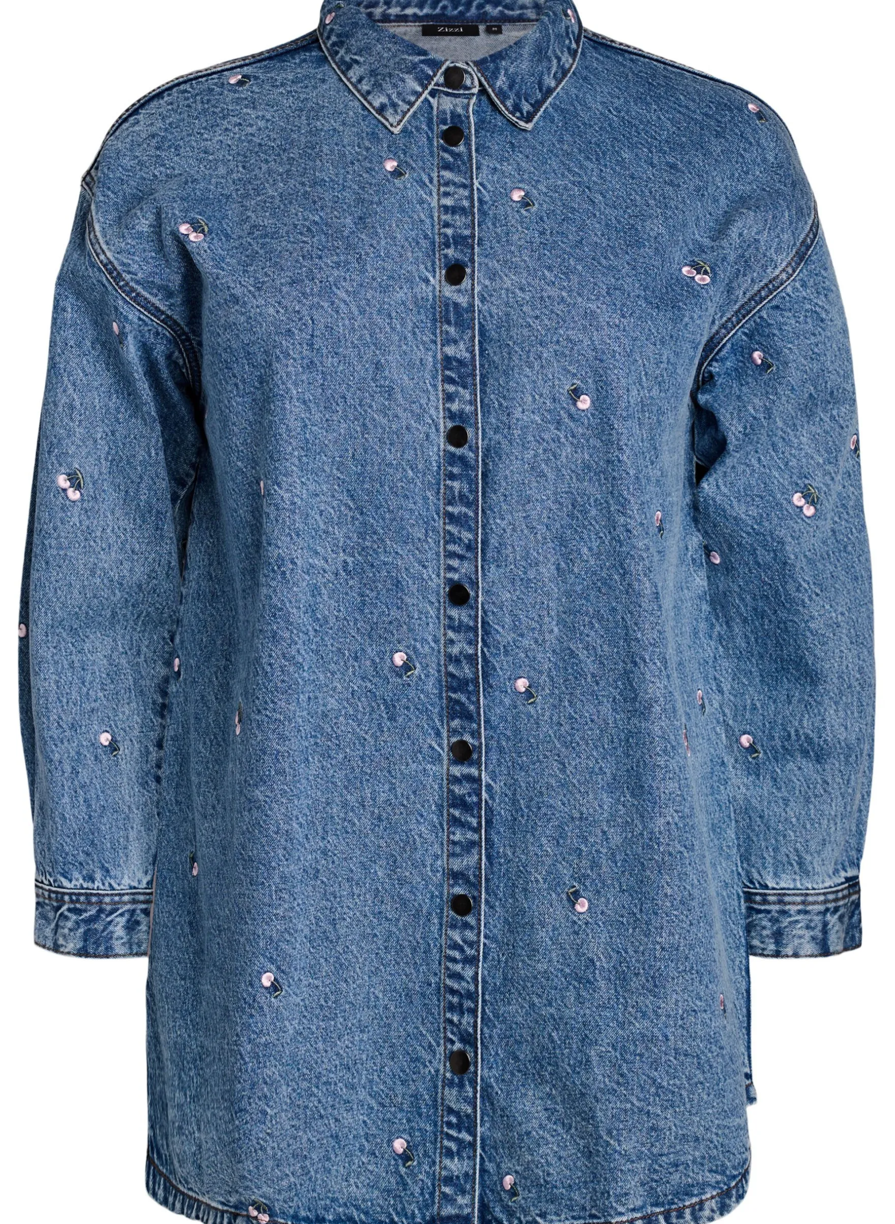 Jeanshemd mit bestickten Motiven