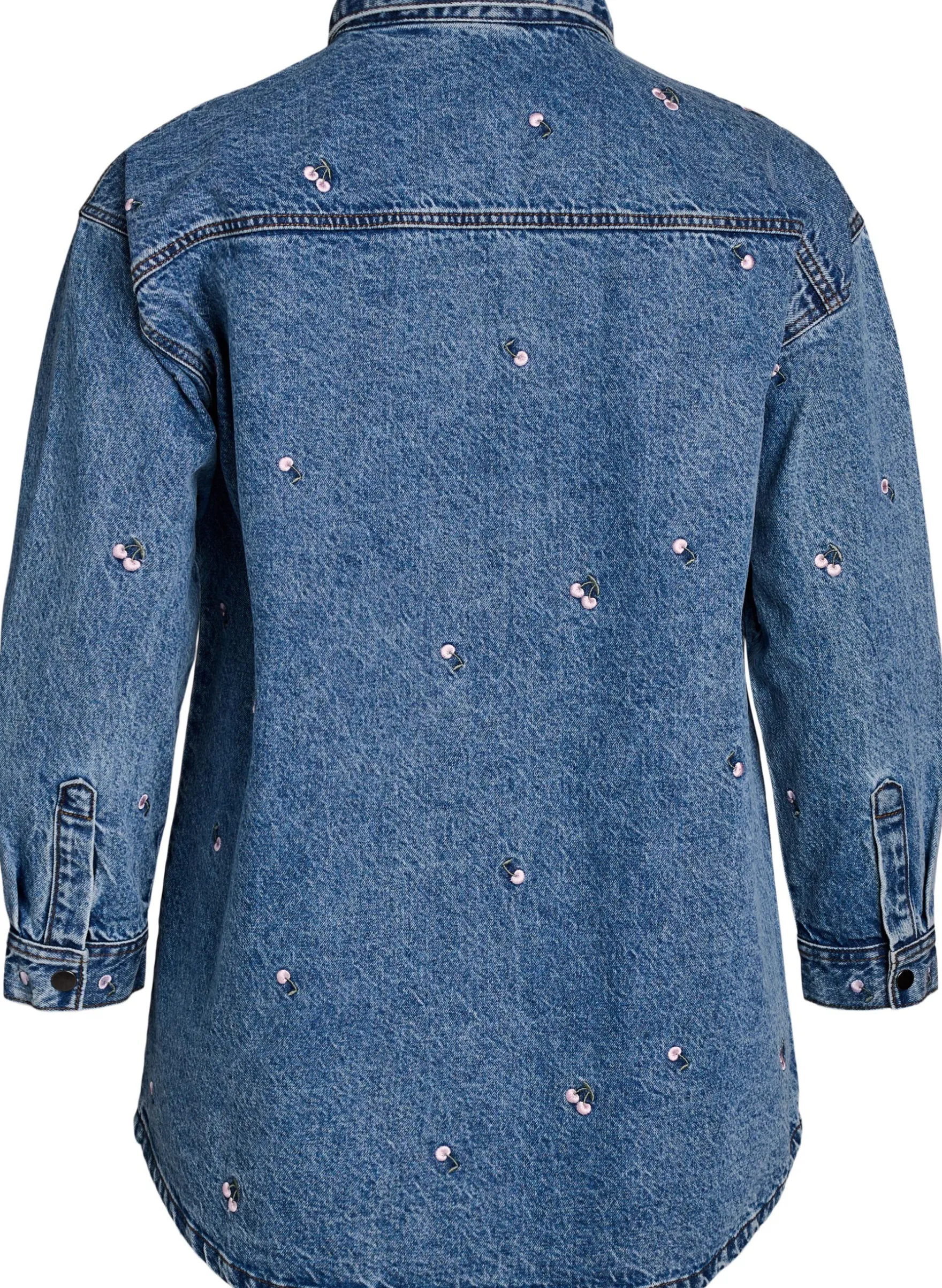 Jeanshemd mit bestickten Motiven