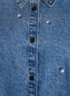 Jeanshemd mit bestickten Motiven