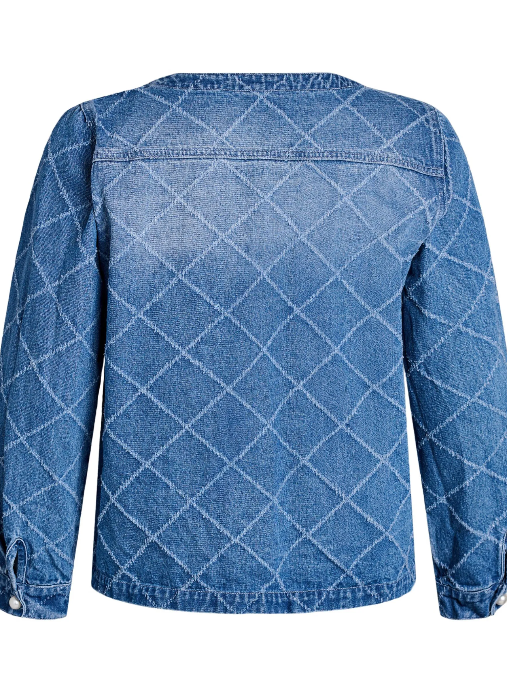Jeanshemd mit Destroyed-Muster und Perlendetails