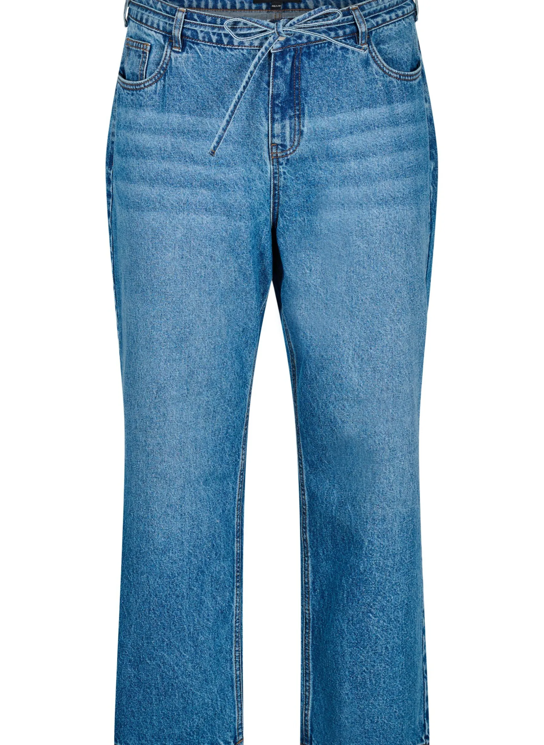Jeans in gerader Passform mit Bindegürtel